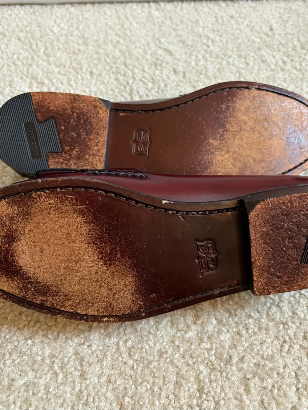Cole Haan Men’s Burgundy Leather Kiltie Buckle Loafers